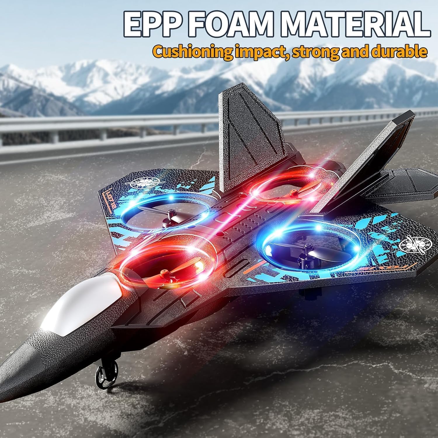 RC Aeroplane 2.4GHz Remote Controlled L0712 Quadcopter Floating Fighter Aircraft RTF for Beginners/Children/Adults, Toy with Coloured Lights USB Charging