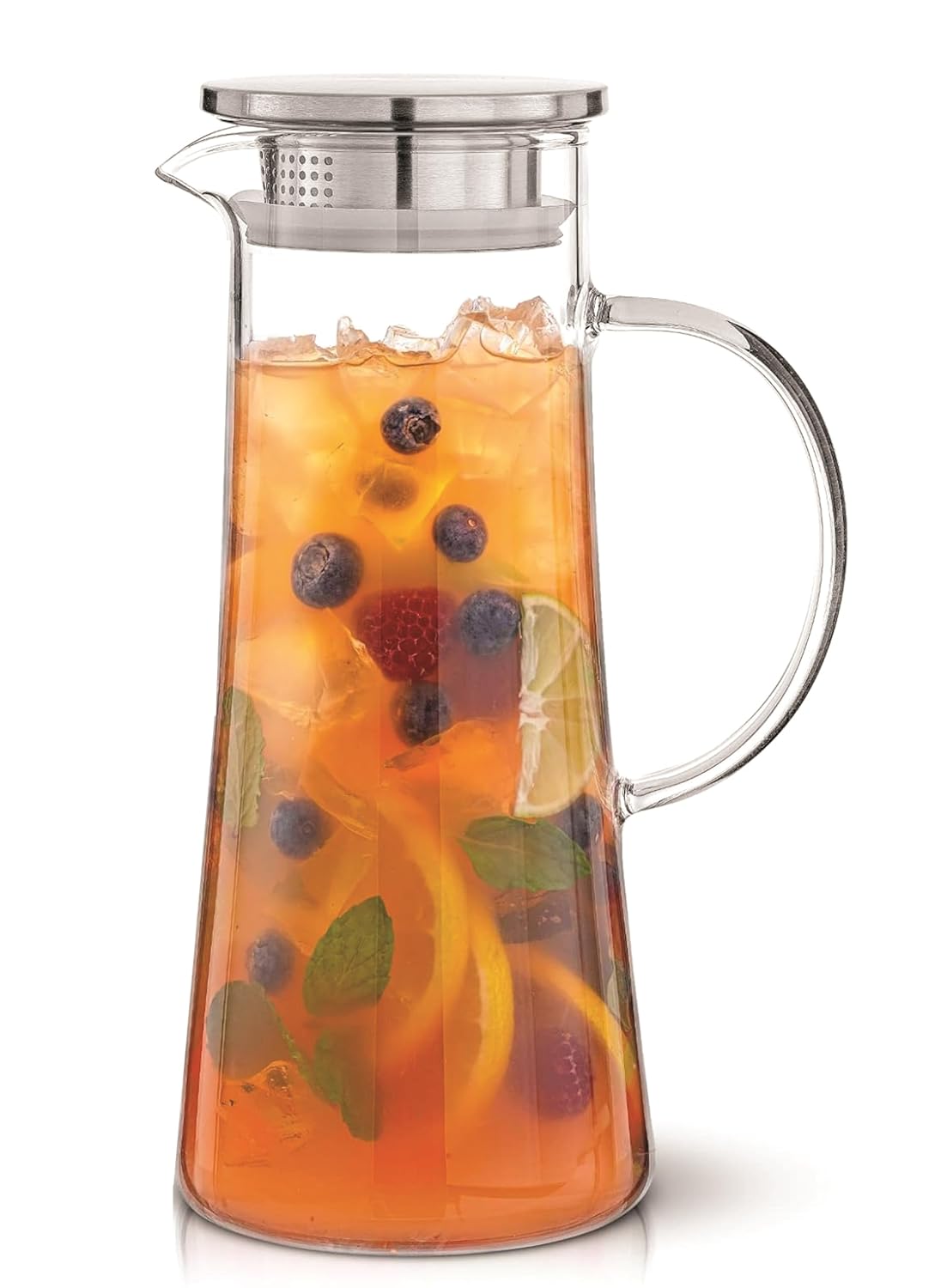Premium Glass Water Jug - 1.3 LTR, Transparent, Hot Cold Water Pitcher with Lid Water Jug, Iced Tea, Milk and Juice Beverage Carafe, Lemon Jug, 1.30 Liter (Borosilicate JUG 1.3 LIETER) - 1 pic