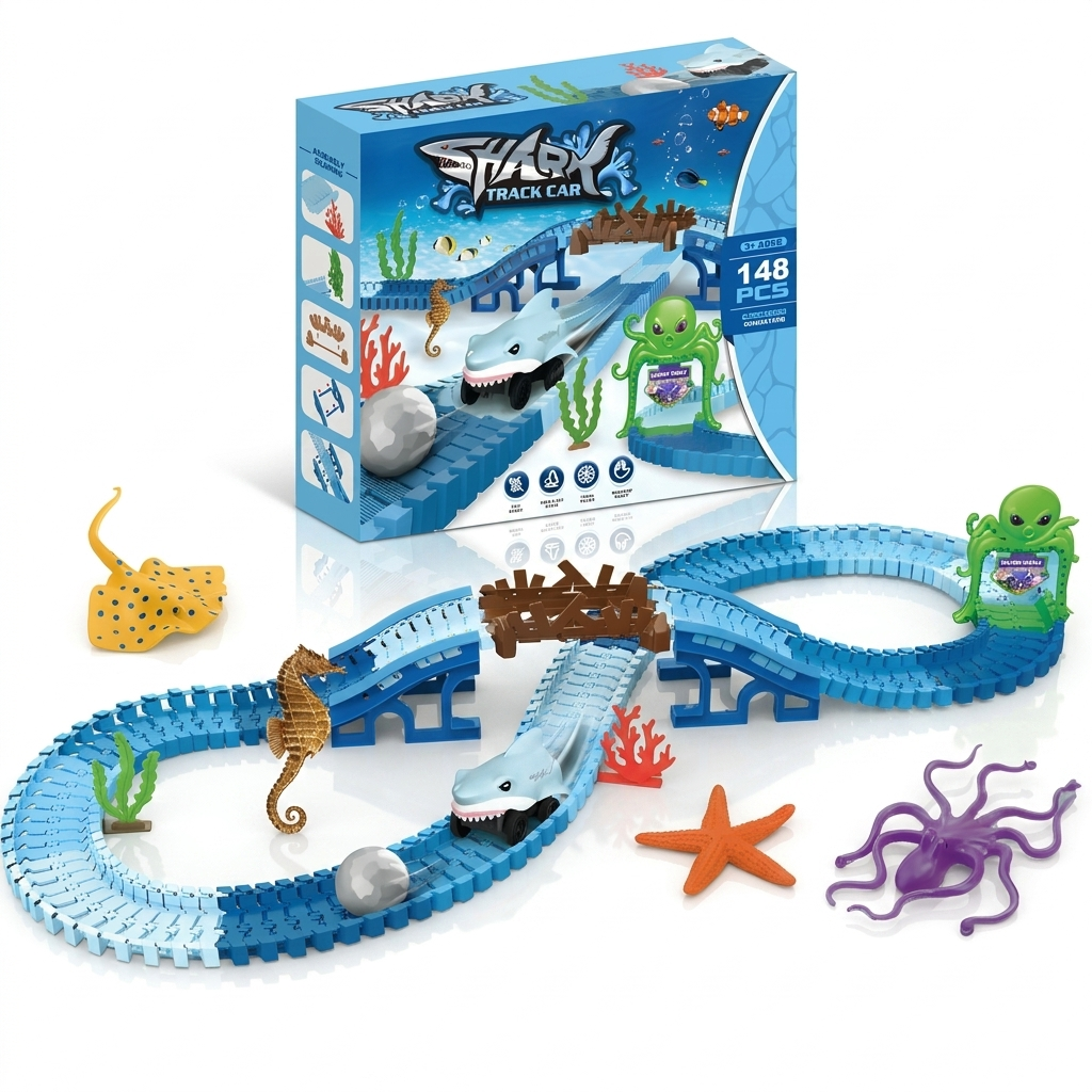 148 pcs Flexible Shark Car Racing Track