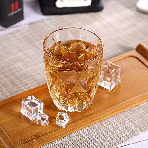 Whiskey Glasses Wine Glass Heavy Base Bar Diamond Glasses Italian Premium Milk Glass, Juice Water, Glass Tall Mug, Drinking Glass, Crystal Diamond Design (Set of 6) (260ML)