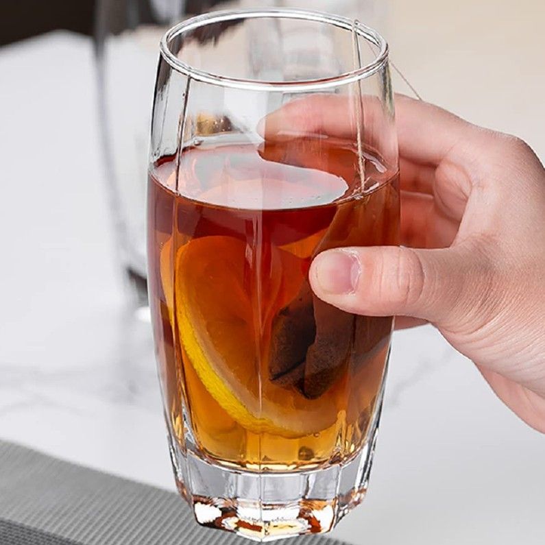 Premium Highball Drinking Glass Set 365 ML | Water, Juice & Soft Drink Glasses | Transparent Heavy Base Tumbler Set for Home & Kitchen (Pack of 6)  Category