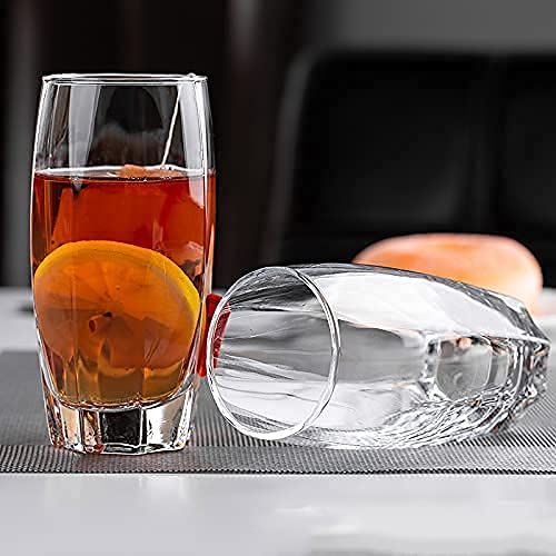 Premium Highball Drinking Glass Set 365 ML | Water, Juice & Soft Drink Glasses | Transparent Heavy Base Tumbler Set for Home & Kitchen (Pack of 6)  Category
