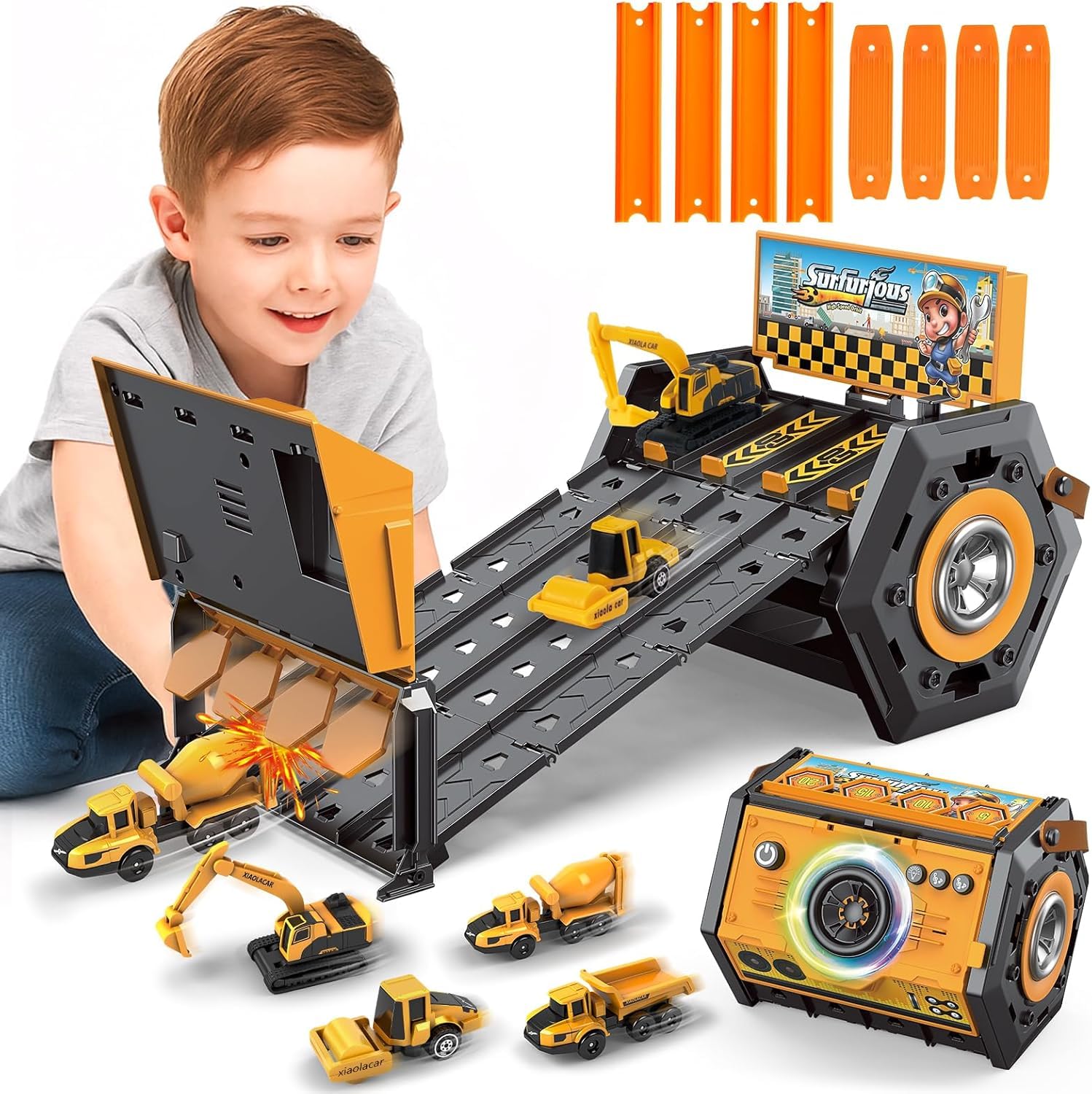 Track Car Stereo Toy Launcher Set