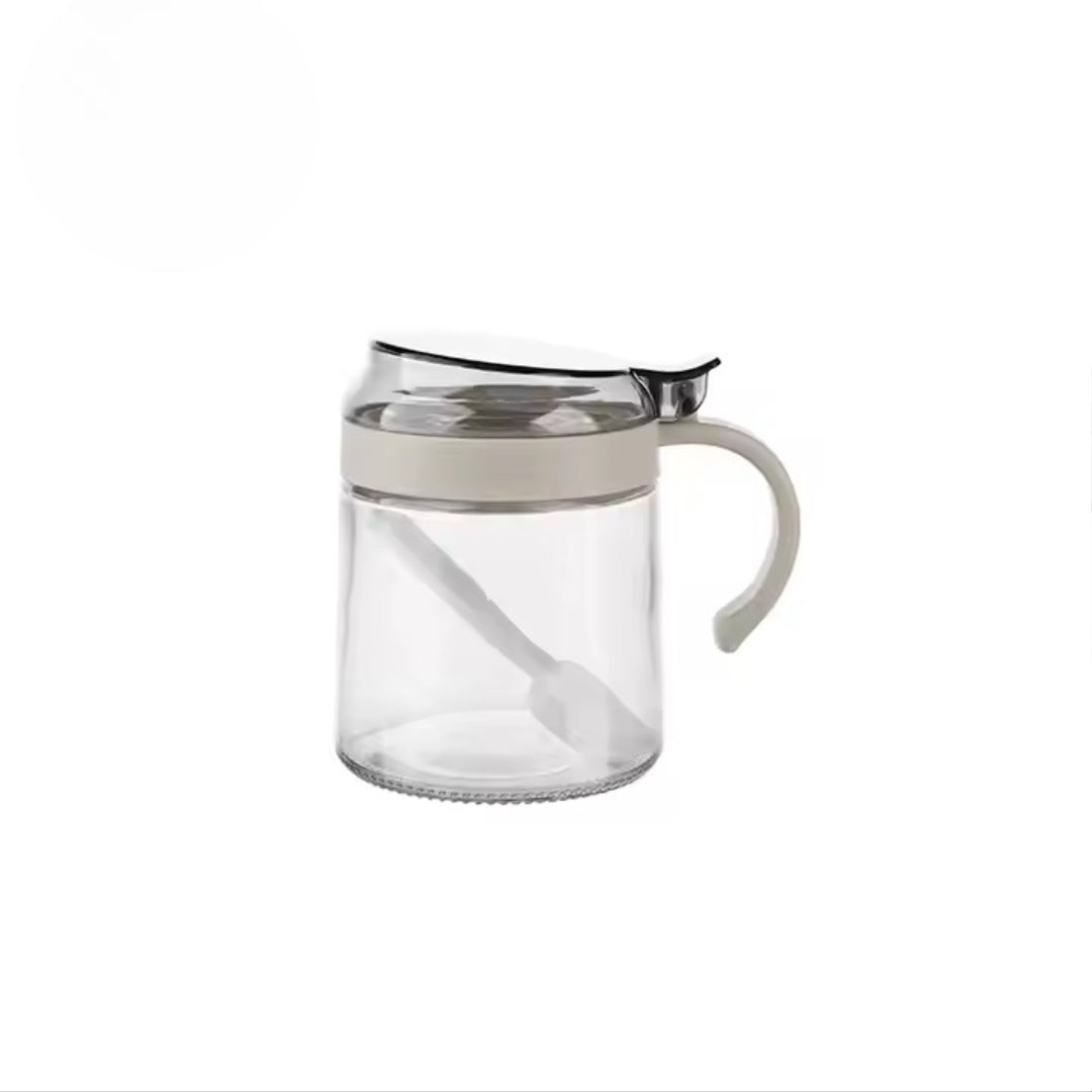 400ML Glass Pickle Jar with Tray Spoons| Kitchen Storage Container, Serving,Dryfruit Spices, Sauces, Chutney, Masala, Mukhwas, Achar Masala Box Condiment Set Transparent( Pake of 03)