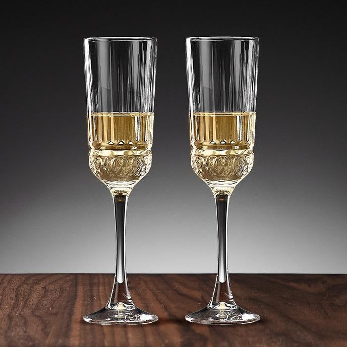 Elegant Crystal Champagne Flute Glass 180ML | Premium Clear Long Stem Sparkling Wine Glass Set | Party & Celebration Drinkware (Pack of 6)