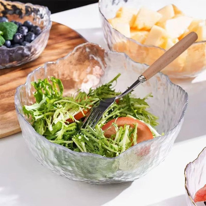Iceberg (Set of 3 )Salad Bowl for Mixing,Dough,Pasta,Cereal,Salad,Cake,Potpourri Kitchen Accessories Items,Serving Bowl,Snset of 3 Ack&Soup,Mixing Bowl.(Black&Gold Color) (S M L),