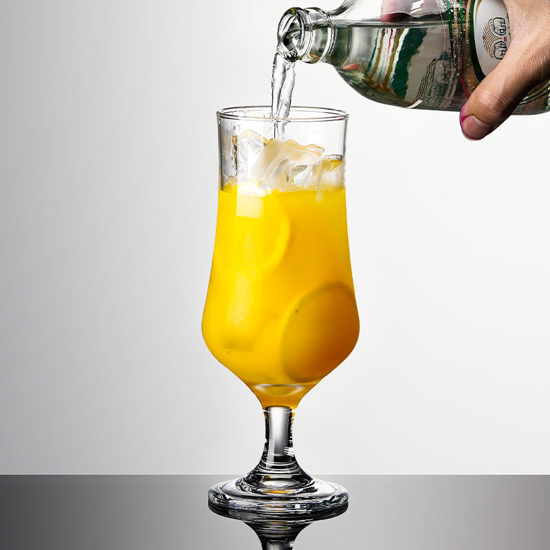 Frozen Dessert Wine Glass Set | Elegant Curved Stem Glass for Cocktail, Mocktail & Juice | Premium Clear Glass (6 Pcs)