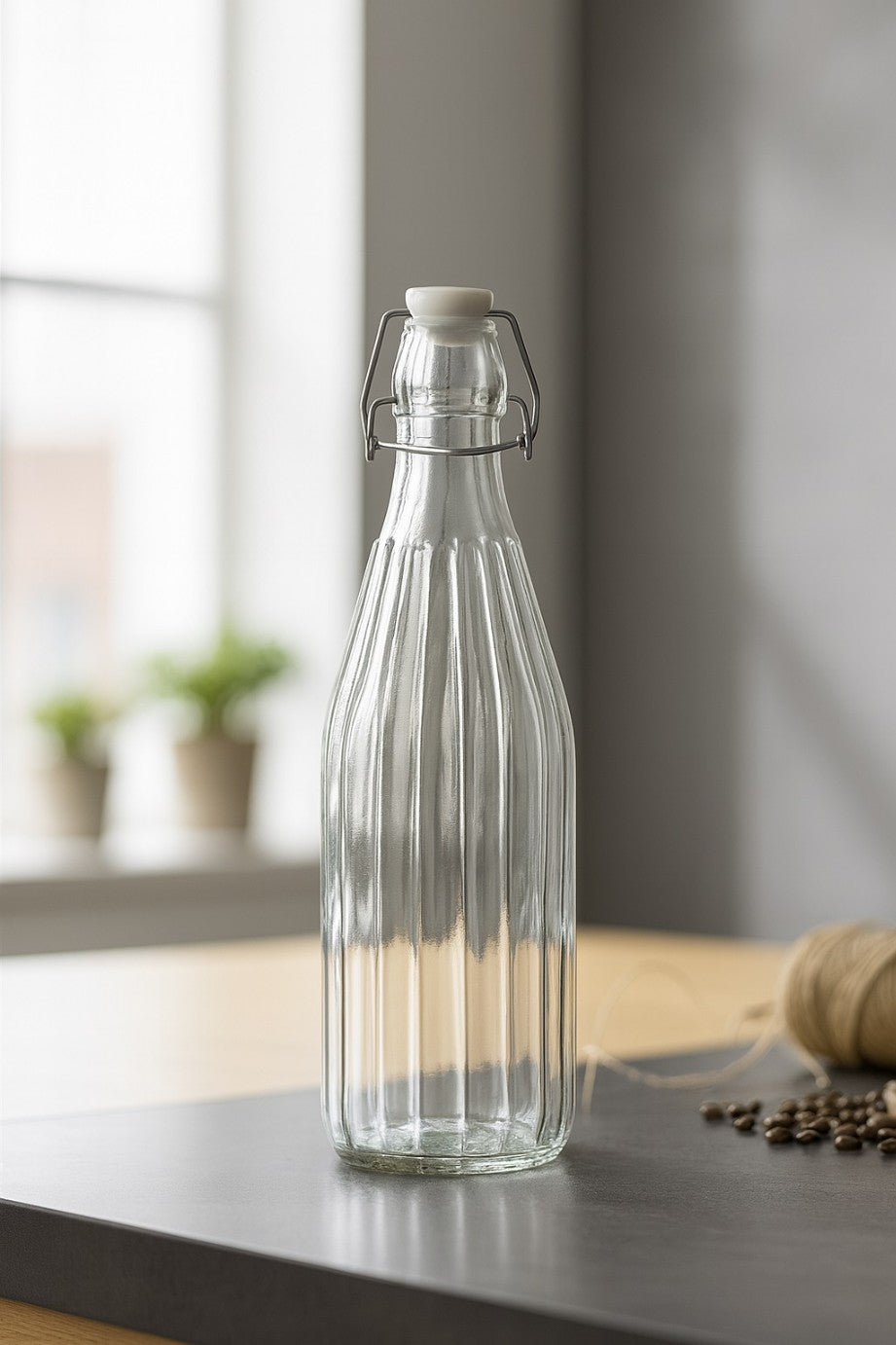 Glass Swing Top Bottle 550ML Leakproof Airtight Glass Bottle with Flip Cap Lid, Reusable Beverage Bottle for Water, Juice, Kombucha, Oil, Vinegar, Home Brewing & Storage (Pack of 4 glass bottle)