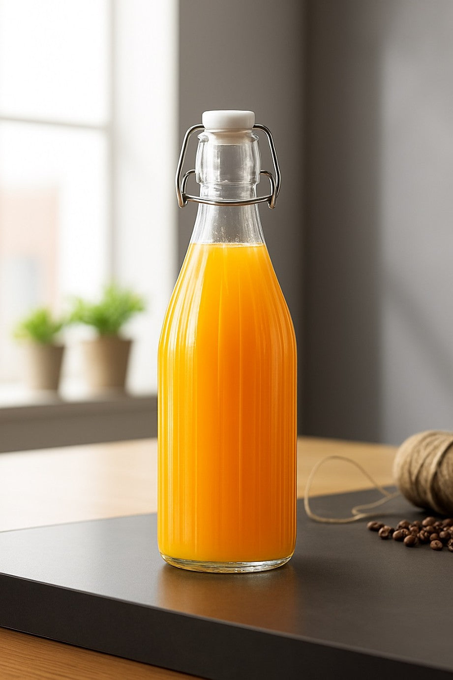 Glass Swing Top Bottle 550ML Leakproof Airtight Glass Bottle with Flip Cap Lid, Reusable Beverage Bottle for Water, Juice, Kombucha, Oil, Vinegar, Home Brewing & Storage (Pack of 4 glass bottle)