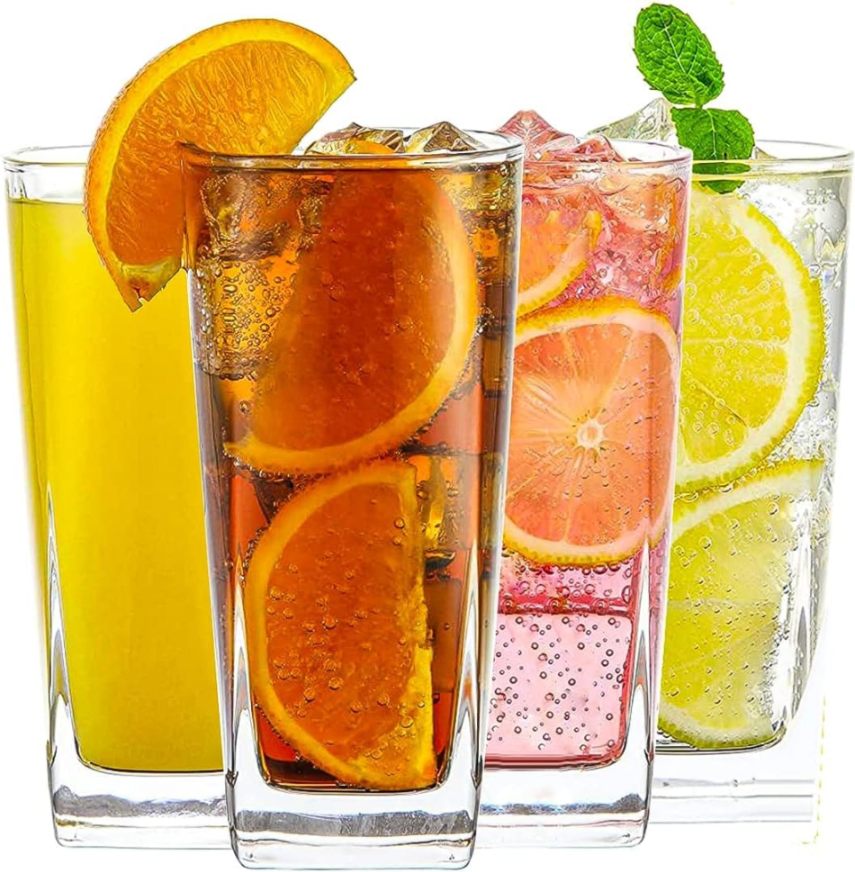 260 ML Water and Juice Glass Tumbler Squre Shape Glasses for Drinking Cocktail, Juice, Milkshake, Coke, Soda, Dishwasher Safe (Pack of 6)