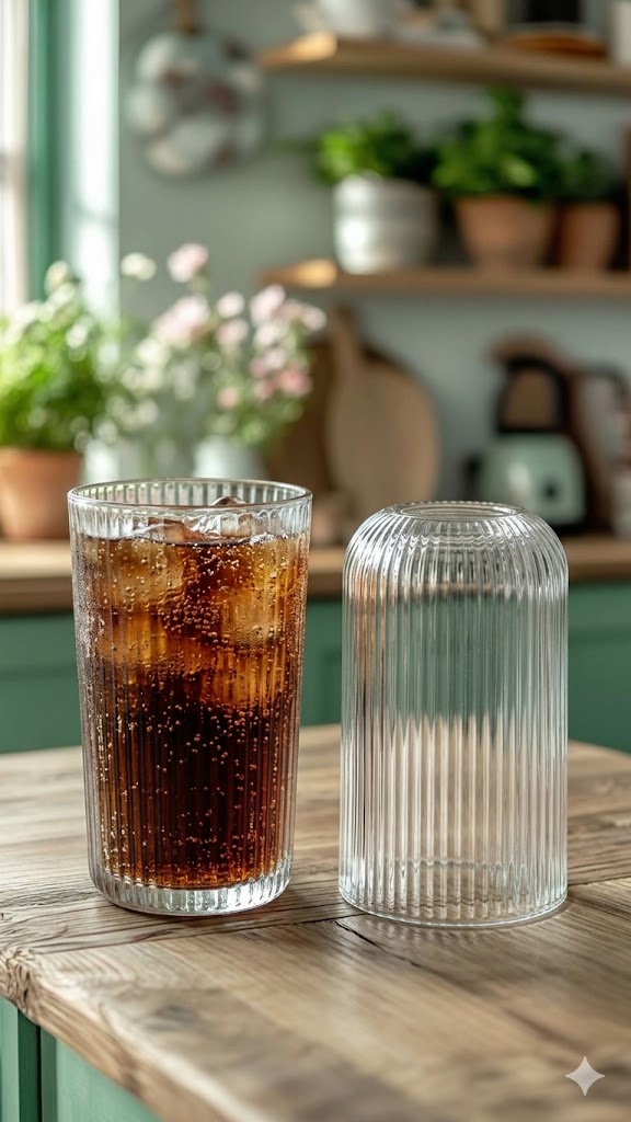 Premium Ribbed Glass Tumbler Set 390 ml | Transparent Drinking Glass for Juice, Water & Beverages | Stylish Kitchen & Dining Glass (Pack of 6)