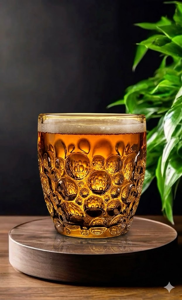 Premium Whiskey Glass Bubble 340ml Set of 6 Crystal Whisky Transparent Glassware with Beads Droplet Design Droplets Pattern for Scotch, Bourbon, Cocktails & Spirits Elegant, Durable Barware