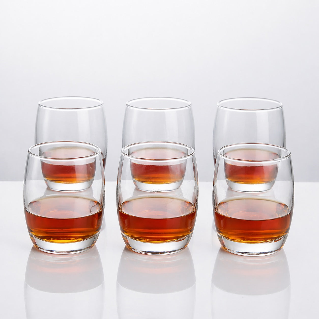 Whiskey Glasses (Set of 6) 380ml Old Fashioned Tumblers, Clear Heavy Base Glasses for Scotch, Bourbon & Cocktails, Wine Glass (Round Plaza)