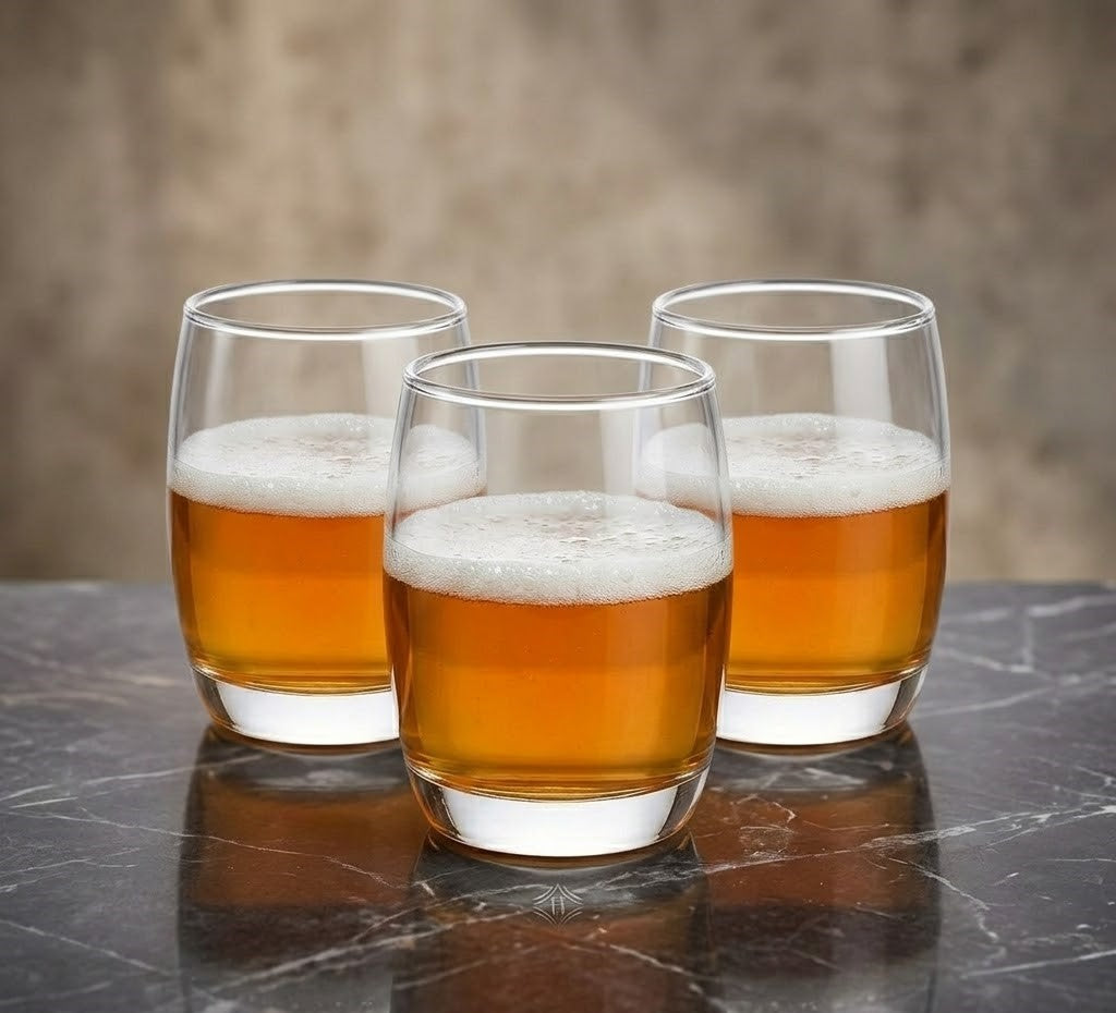 Whiskey Glasses (Set of 6) 380ml Old Fashioned Tumblers, Clear Heavy Base Glasses for Scotch, Bourbon & Cocktails, Wine Glass (Round Plaza)