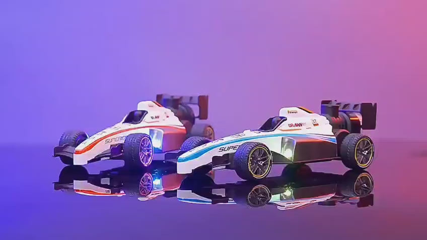 High-Speed Remote Control Formula Racing Model Car Toy - Blue/Red Strips I Scale 1:14 and Large Size 29 cm I Pack of 1 I White Colour with Red