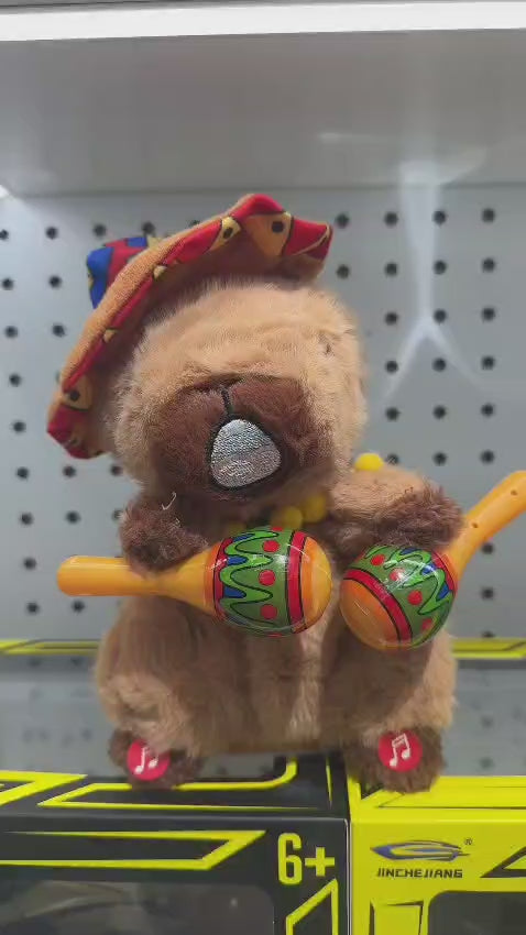 Capybara Musical & Talking Plush Toy 25 cm - Interactive Dancing Stuffed Animal Mimicking Repeating What You Say - Musical Toy for Kids, Musical Funny Toy, Singing Talking Toy for Kids & Toddlers